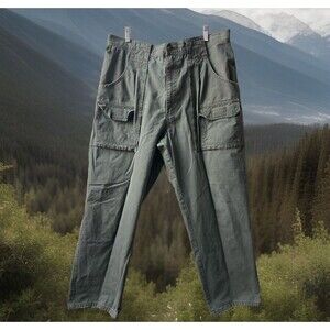 Vintage Wrangler RW Cargo Pants Mens 35 short Miltary Green 28.5 inch inseam